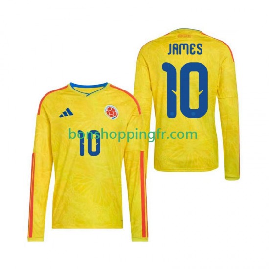 Maillot Domicile Colombie James Rodriguez 10 World Cup 2026 Manches Longues Homme
