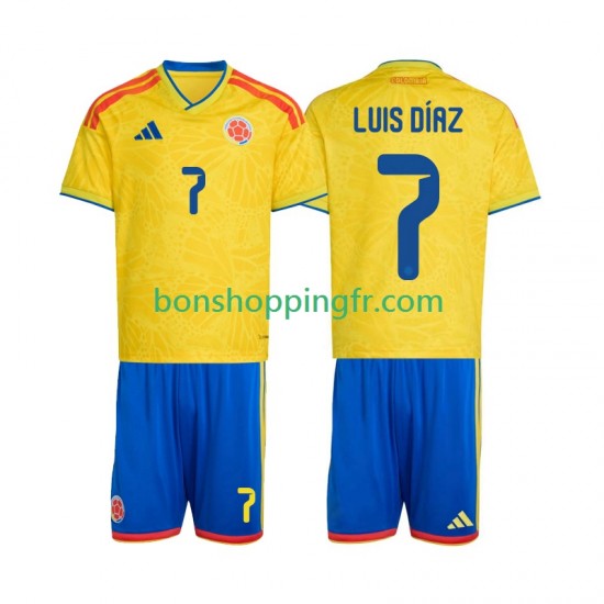 Maillot Domicile Colombie Luis Diaz 7 World Cup 2026 Manches Courtes Jeune Enfant(+shorts)