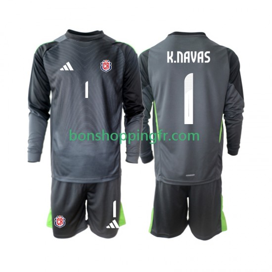 Maillot Extérieur Costa Rica Gardien Keylor Navas 1 2025 Manches Longues Jeune Enfant(+shorts)