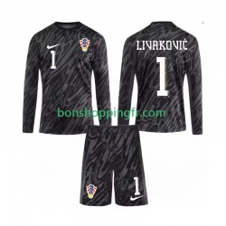 Maillot 3ème Croatie Gardien DOMINIK LIVAKOVIC 1 2024 Manches Longues Jeune Enfant(+shorts)