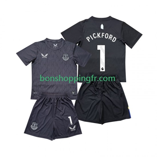 Maillot Extérieur Everton Gardien Pickford 1 2025-2026 Manches Courtes Jeune Enfant(+shorts)
