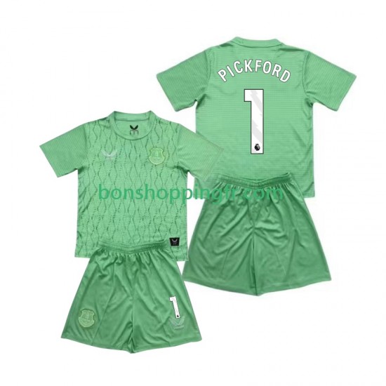 Maillot Domicile Everton Gardien Pickford 1 2025-2026 Manches Courtes Jeune Enfant(+shorts)
