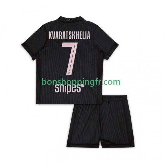 Maillot 4ème Paris Saint-Germain Khvicha Kvaratskhelia 7 2025-2026 Manches Courtes Jeune Enfant(+shorts)