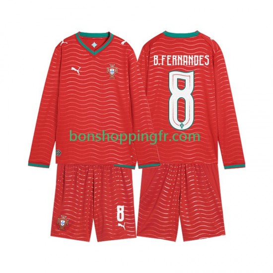 Maillot Domicile Portugal Bruno Fernandes 8 World Cup 2026 Manches Longues Jeune Enfant(+shorts)