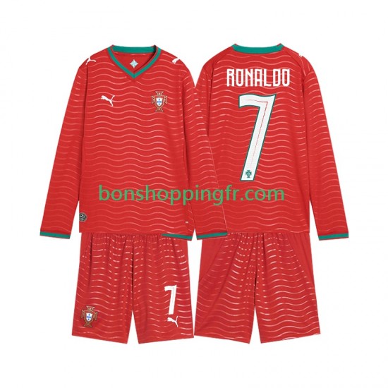 Maillot Domicile Portugal Cristiano Ronaldo 7 World Cup 2026 Manches Longues Jeune Enfant(+shorts)