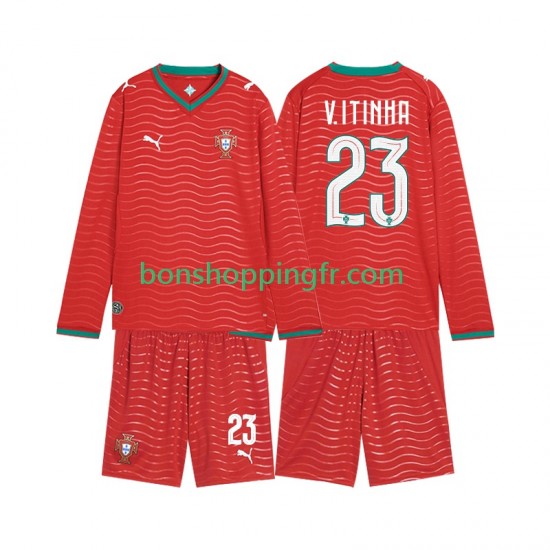 Maillot Domicile Portugal Vitinha 23 World Cup 2026 Manches Longues Jeune Enfant(+shorts)