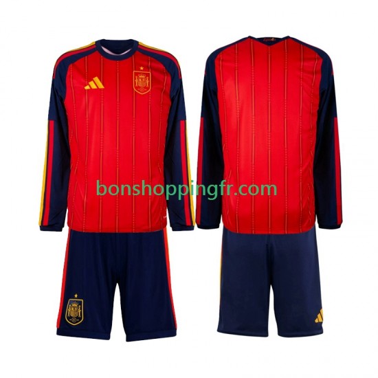 Maillot Domicile Espagne World Cup 2026 Manches Longues Jeune Enfant(+shorts)