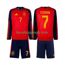 Maillot Domicile Espagne Ferran Torres 7 World Cup 2026 Manches Longues Jeune Enfant(+shorts)