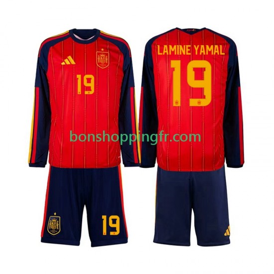 Maillot Domicile Espagne Lamine Yamal 19 World Cup 2026 Manches Longues Jeune Enfant(+shorts)