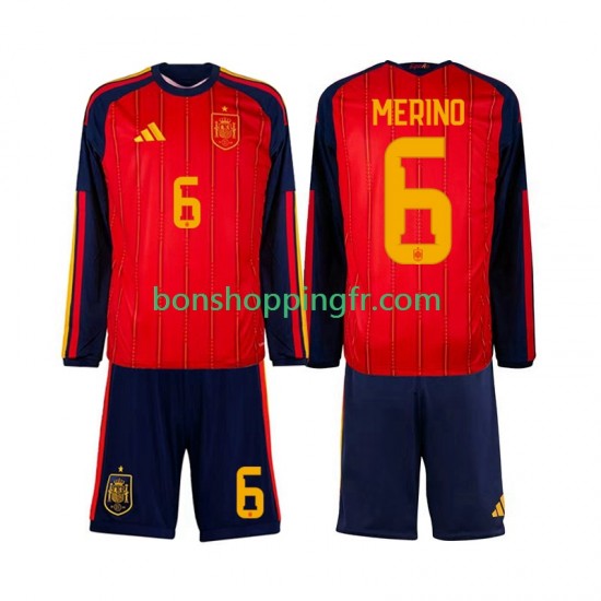 Maillot Domicile Espagne Mikel Merino 6 World Cup 2026 Manches Longues Jeune Enfant(+shorts)