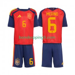 Maillot Domicile Espagne Mikel Merino 6 World Cup 2026 Manches Courtes Jeune Enfant(+shorts)