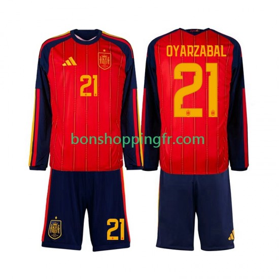 Maillot Domicile Espagne Mikel Oyarzabal 21 World Cup 2026 Manches Longues Jeune Enfant(+shorts)