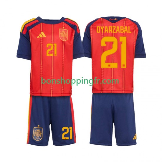 Maillot Domicile Espagne Mikel Oyarzabal 21 World Cup 2026 Manches Courtes Jeune Enfant(+shorts)