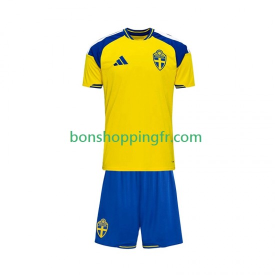 Maillot Domicile Suède 2026 Manches Courtes Jeune Enfant(+shorts)