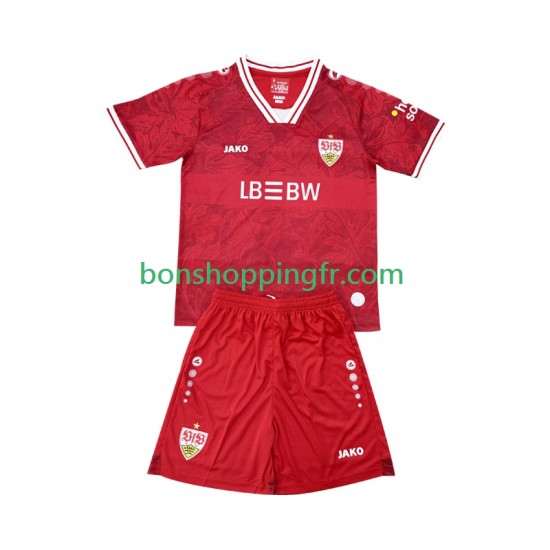 Maillot Extérieur VfB Stuttgart 2025-2026 Manches Courtes Jeune Enfant(+shorts)