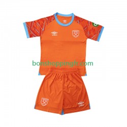 Maillot Extérieur West Ham United Gardien 2025-2026 Manches Courtes Jeune Enfant(+shorts)