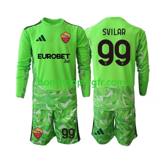 Maillot Domicile AS Rome Gardien Mile Svilar 99 2026-2027 Manches Longues Jeune Enfant(+shorts)