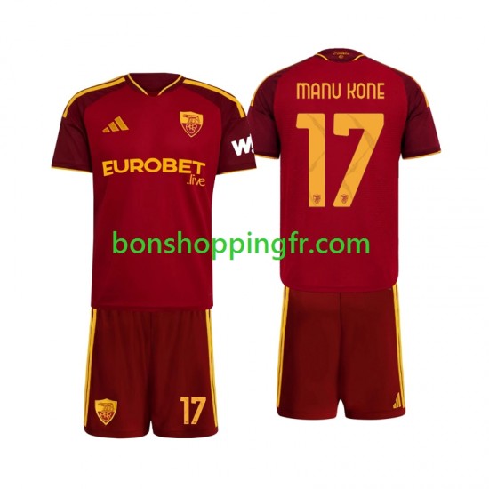 Maillot Domicile AS Rome Manu Kone 17 2026-2027 Manches Courtes Jeune Enfant(+shorts)