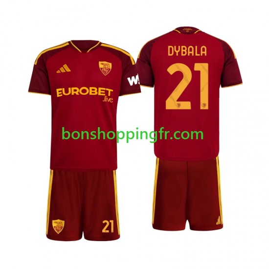Maillot Domicile AS Rome Paulo Dybala 21 2026-2027 Manches Courtes Jeune Enfant(+shorts)