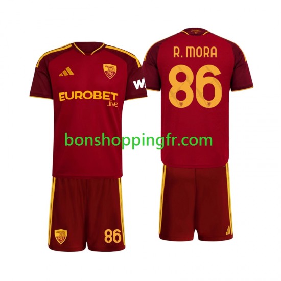 Maillot Domicile AS Rome Rodrigo Mora 86 2026-2027 Manches Courtes Jeune Enfant(+shorts)