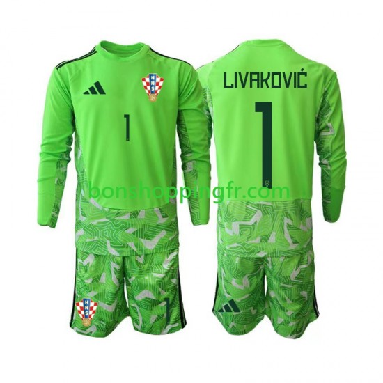 Maillot Domicile Croatie Gardien Dominik Livakovic 25 2026-2027 Manches Longues Jeune Enfant(+shorts)