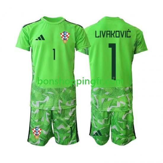 Maillot Domicile Croatie Gardien Dominik Livakovic 25 2026-2027 Manches Courtes Jeune Enfant(+shorts)