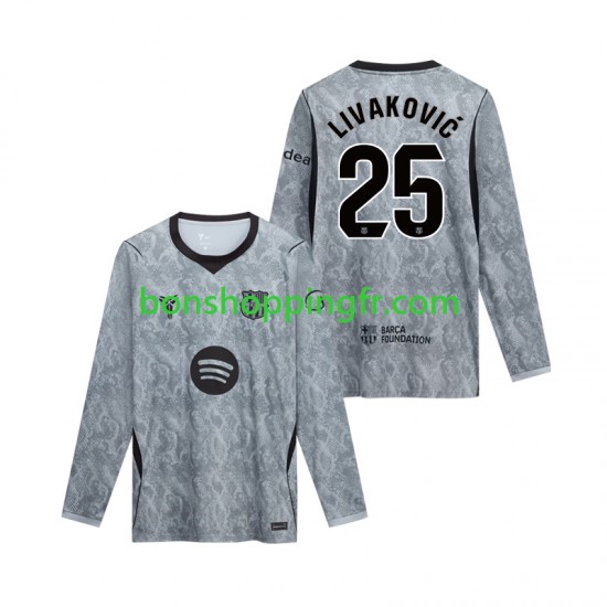 Maillot Extérieur FC Barcelone Gardien Dominik Livakovic 25 2026-2027 Manches Longues Homme