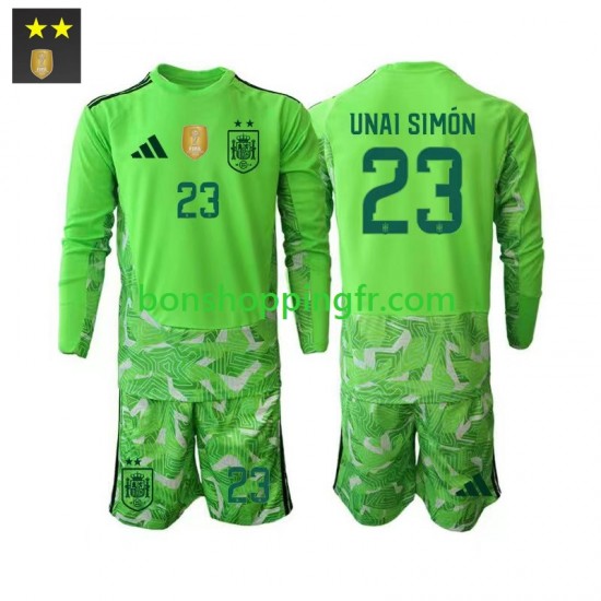Maillot 3ème Espagne Gardien Unai Simon 23 2026-2027 Manches Longues Jeune Enfant(+shorts)