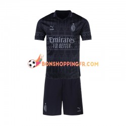 Maillot 4ème AC Milan 2023-2024 Noir Manches Courtes Jeune Enfant(+shorts)