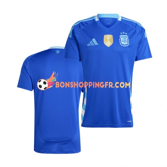 Maillot Extérieur Argentine Copa America 2024 Bleu Manches Courtes Homme