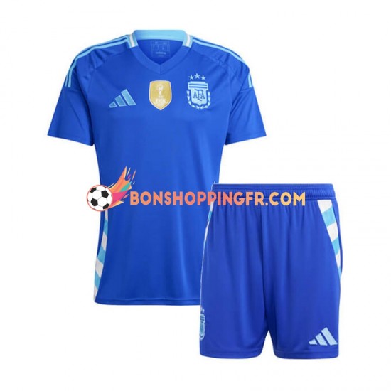 Maillot Extérieur Argentine Copa America 2024 Bleu Manches Courtes Jeune Enfant(+shorts)