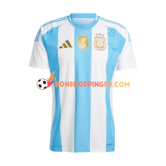 Maillot Domicile Argentine Copa America 2024 Bleu Blanc Manches Courtes Homme