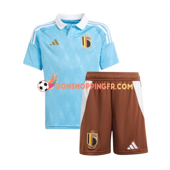 Maillot Extérieur Belgique Euro 2024 Bleu Manches Courtes Jeune Enfant(+shorts)