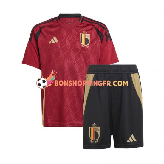 Maillot Domicile Belgique Euro 2024 Rouge Manches Courtes Jeune Enfant(+shorts)