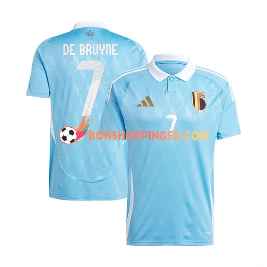 Maillot Extérieur Belgique De Bruyne 7 Euro 2024 Bleu Manches Courtes Homme