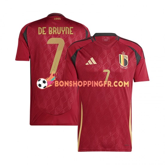 Maillot Domicile Belgique De Bruyne 7 Euro 2024 Rouge Manches Courtes Homme