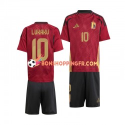 Maillot Domicile Belgique Romelu Lukaku 10 Euro 2024 Rouge Manches Courtes Jeune Enfant(+shorts)
