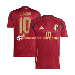 Maillot Domicile Belgique Romelu Lukaku 10 Euro 2024 Rouge Manches Courtes Homme