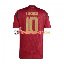 Maillot Domicile Belgique Romelu Lukaku 10 Euro 2024 Rouge Manches Courtes Homme