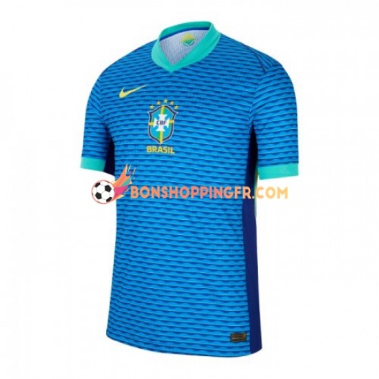 Maillot Extérieur Brésil Copa America 2024 Bleu Manches Courtes Homme