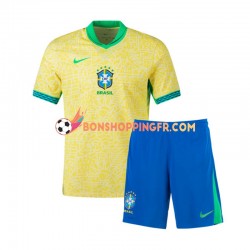 Maillot Domicile Brésil Copa America 2024 Manches Courtes Jeune Enfant(+shorts)