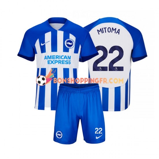 Maillot Domicile Brighton Hove Albion Mitoma 22 2023-2024 Manches Courtes Jeune Enfant(+shorts)