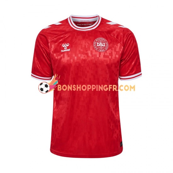 Maillot Domicile Danemark Euro 2024 Rouge Manches Courtes Homme