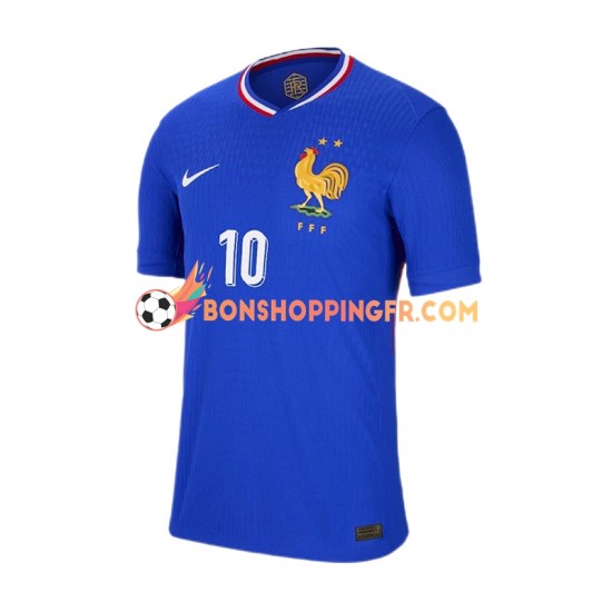 Maillot Domicile France Kylian Mbappe 10 Euro 2024 Bleu Manches Courtes Homme