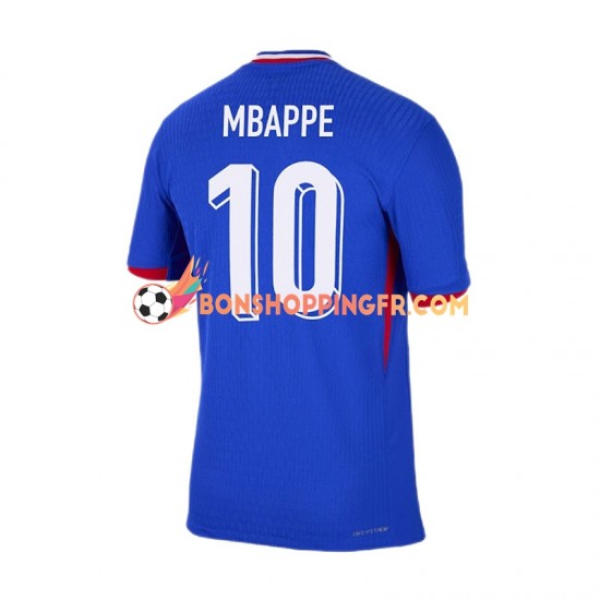 Maillot Domicile France Kylian Mbappe 10 Euro 2024 Bleu Manches Courtes Homme