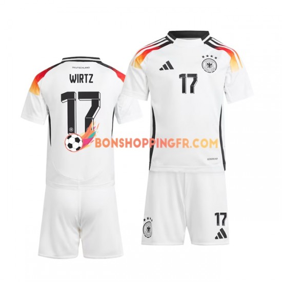 Maillot Domicile Allemagne Florian Wirtz 17 Euro 2024 Blanc Manches Courtes Jeune Enfant(+shorts)