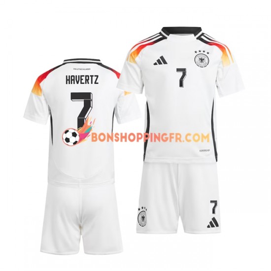 Maillot Domicile Allemagne Havertz 7 Euro 2024 Blanc Manches Courtes Jeune Enfant(+shorts)