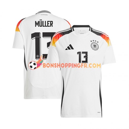 Maillot Domicile Allemagne Thomas Muller 13 Euro 2024 Blanc Manches Courtes Homme