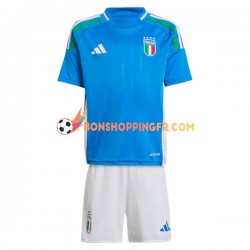 Maillot Domicile Italie Euro 2024 Bleu Manches Courtes Jeune Enfant(+shorts)