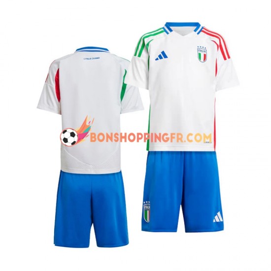 Maillot Extérieur Italie Euro 2024 Blanc Manches Courtes Jeune Enfant(+shorts)